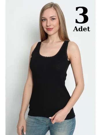 Kalın Askılı Dantel Detaylı Atlet Arma Yıldız 3363