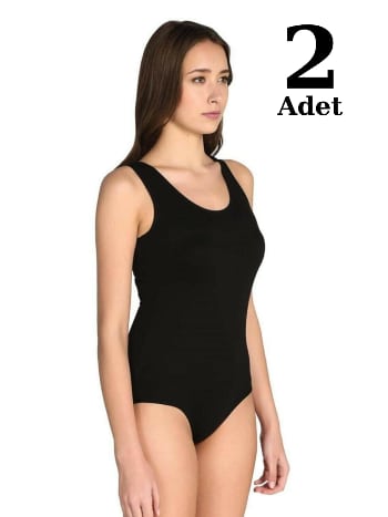 Siyah Likra Geniş Askı Çıtçıtlı Body 2li Paket Arma Yıldız 3338