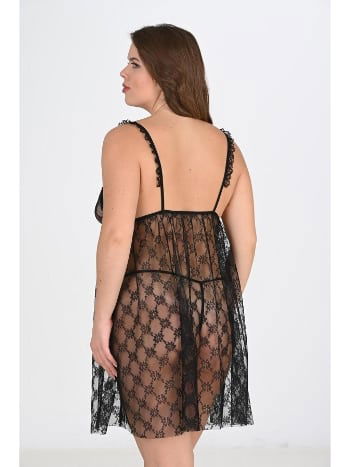 Siyah Tül Dantel Tek Parça Body Ahu 3041 - 2