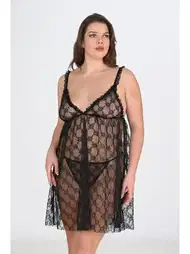 Siyah Tül Dantel Tek Parça Body Ahu 3041