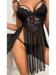 Siyah Tül Dantel Tek Parça Body Ruselin 2104