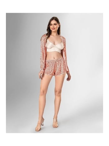 Desenli Kısa Kollu Şort Pijama Takımı Ahu 1858