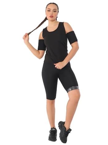 Hafif Nem Yönetimi Dört Yönlü Esnek Termal Sauna Şort Atlet Takım Pera Fitol 9006