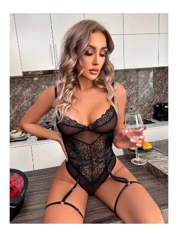 Transparan Dantelli Jartiyer Takım Siyah For Dreams 8463