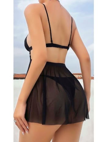 Transparan Tül Fırfır Etekli Gecelik Lily Bianca 144 - 2