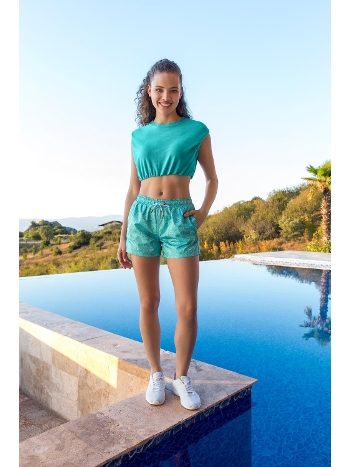 Turkuaz Desenli UV Koruma Özellikli Üçgen Bikini Doreanse 3102