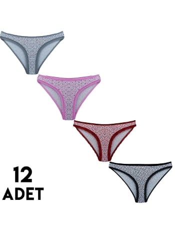 Desenli Yüksek Bel Bikini Külot Tutku 0586