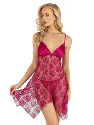 Vişne Saten Dantel Fantezi Body Ahu 4215