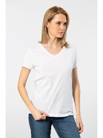 Pamuklu Kısa Kollu V Yaka Kadın Tişört Wtshirt 1234