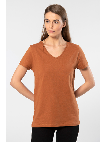 Pamuklu V Yaka Kısa Kol Tişört Wtshirt 7137