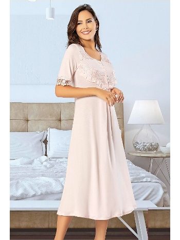A Kesim Düğmeli Kısa Kollu Hamile Gecelik XSES 2555
