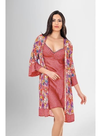 Yarım Kollu Kısa Sabahlık Gecelik Takımı Kadın Ahu 1928