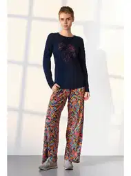 Desenli Cepli Uzun Kollu Pijama Takımı Doreanse 25K4047