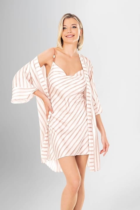 Desenli 2li Kısa Gecelik Sabahlık Takımı Ahu 1908