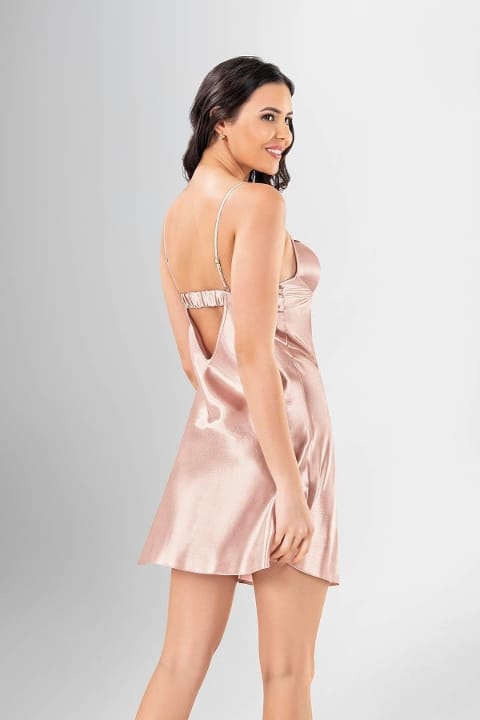 Desenli Kısa Sabahlık Gecelik Takımı Gri Ahu 1906 - Vizon