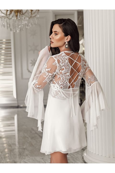 Saten Transparan Dantel Bağlama Detaylı Gecelik Takımı İmaj 3205