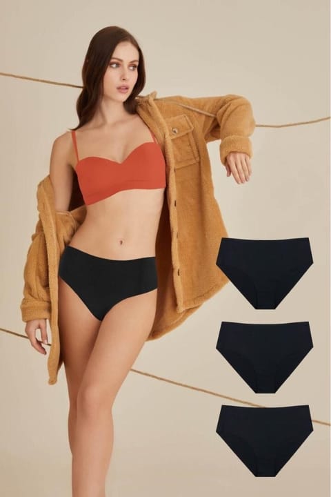 Yüksek Bel Esnek Kumaş 3'lü Paket Külot NBB 327