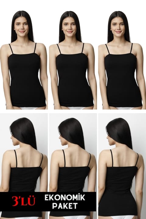 İp Askılı Kadın Atlet 3'lü Somon Donex 3350