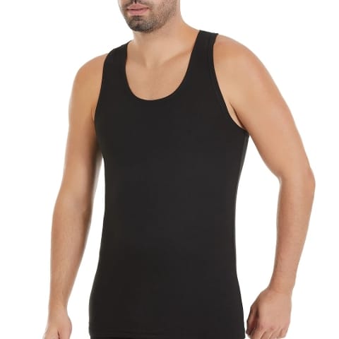 Bambu Elastan 3'lü Paket Erkek Siyah Atlet Yıldız 491 - Siyah