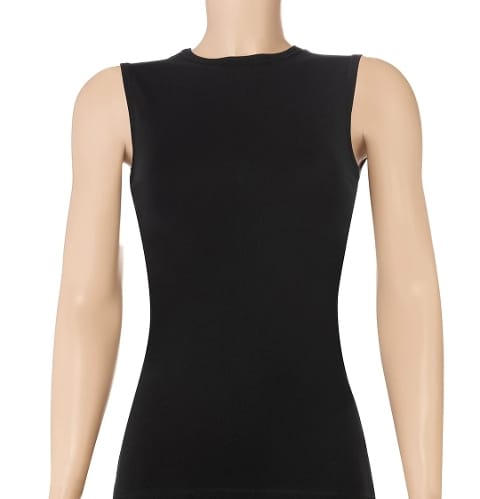 Likralı Sıfır Kol Kadın Atlet Siyah Yıldız 2236