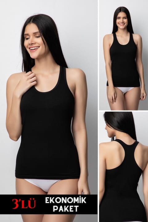 Pamuklu 3'lü Kadın Sporcu Atlet Donex 1340