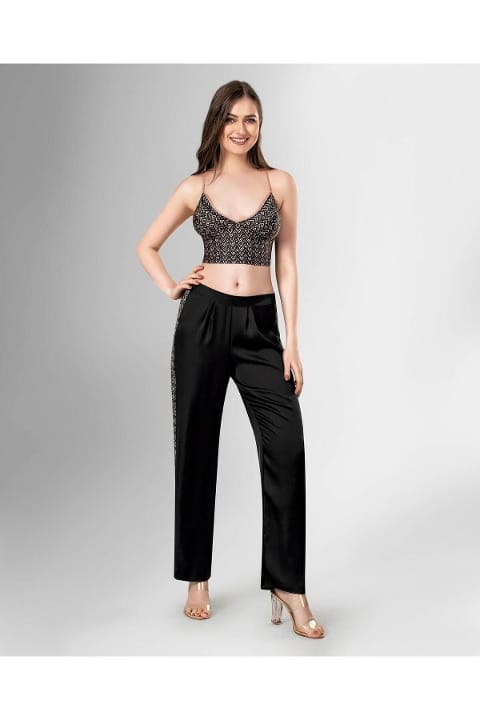 Pamuklu 3'lü Pijama Takımı Somon Ahu 1802 - Siyah