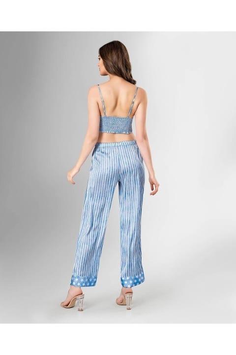 Mavi Puantiyeli 3'lü Pijama Takımı Ahu 1806 - Mavi