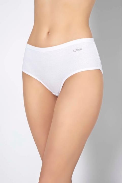 Yüksek Bel Rahat Pamuk Ribana Bato Külot Lüx DRM 094 - Beyaz