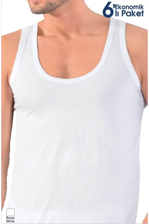 Pamuk Ribana Kolsuz Atlet Lüx DRM 6001 - Beyaz