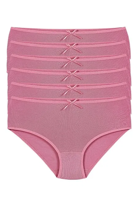 Yüksek Bel Bambu Kadın Bato Külot 6'lı Paket Yıldız 3919 - Pembe