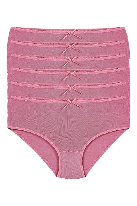 Yüksek Bel Bambu Kadın Bato Külot 6'lı Paket Yıldız 3919 - Pembe
