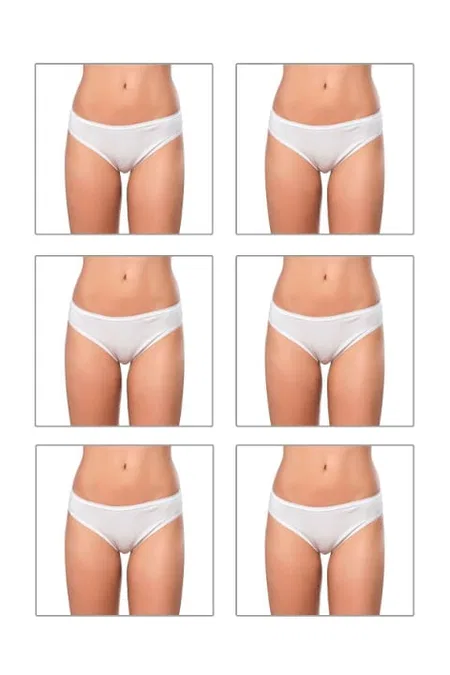 Pamuklu Likralı Yüksek Bel Slip Külot Özkan 6120 - Beyaz