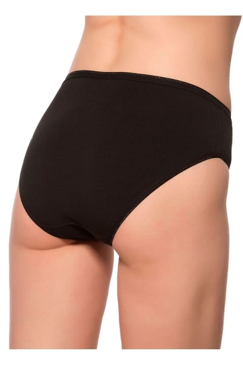 Yüksek Bel Pamuklu Likralı Bato Külot  Özkan 6121 - Siyah