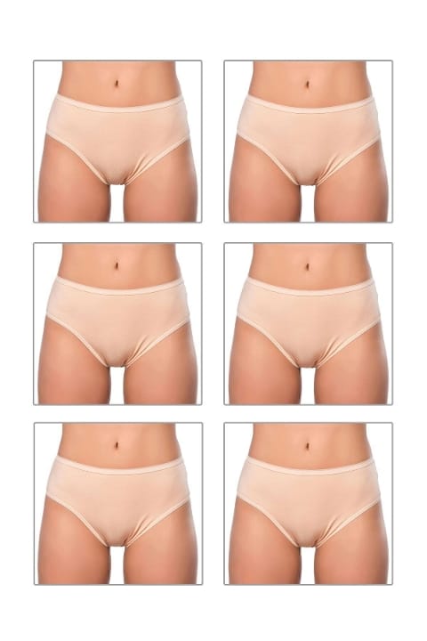 Yüksek Bel Pamuklu Likralı Bato Külot  Özkan 6121 - Ten