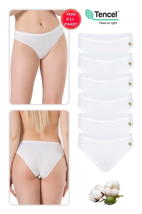 Pamuklu Modal Esnek Yüksek Bel Külot Özkan 23924 - Ekru