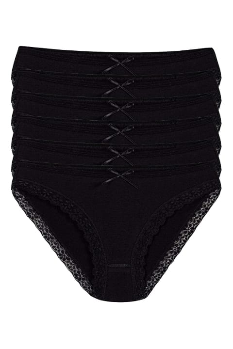 Yüksek Bel Pamuklu Dantelli Bikini Külot 6'lı Paket Yıldız 3791