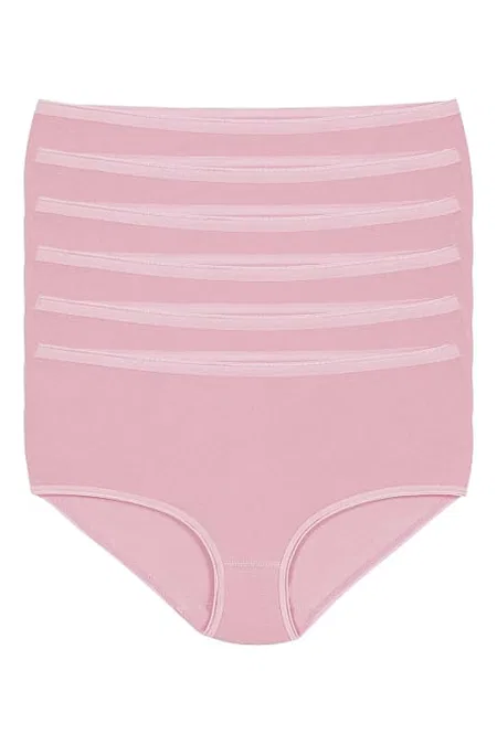 Likralı Yüksek Bel Bato Külot 6'lı Paket Pembe Yıldız 3743 - Pembe