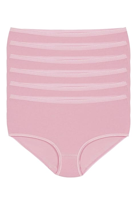 Likralı Yüksek Bel Bato Külot 6'lı Paket Pembe Yıldız 3743