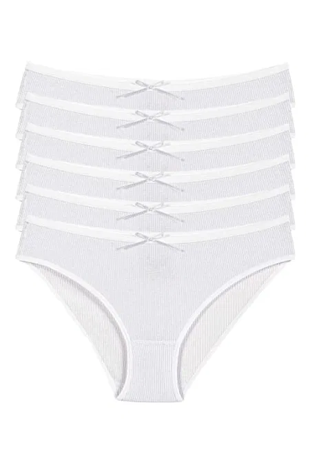 Yüksek Bel Likralı Kadın Bikini Külot Yıldız 3550 - Beyaz