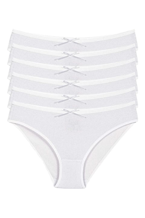 Yüksek Bel Likralı Kadın Bikini Külot Yıldız 3550 - Beyaz