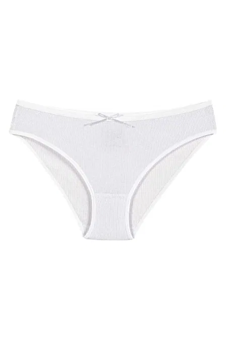 Yüksek Bel Likralı Kadın Bikini Külot Yıldız 3550 - Beyaz