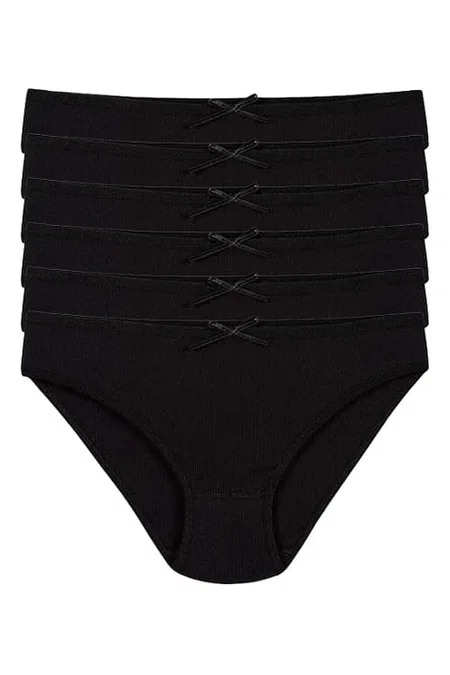 Yüksek Bel Likralı Kadın Bikini Külot Yıldız 3552 - Siyah