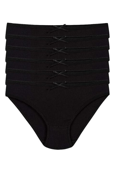 Yüksek Bel Likralı Kadın Bikini Külot Yıldız 3552 - Siyah