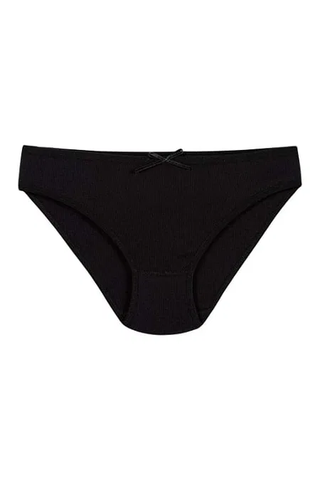 Yüksek Bel Likralı Kadın Bikini Külot Yıldız 3552 - Siyah