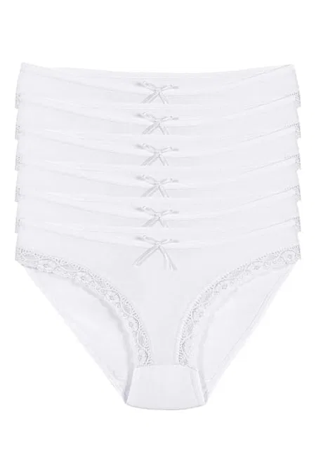 Dantelli Yüksek Bel Kadın Bikini Külot Yıldız 3770 - Beyaz