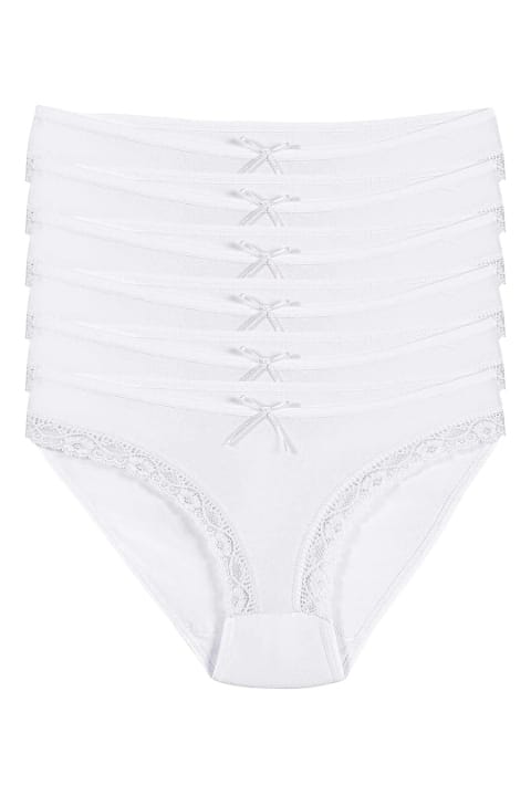 Dantelli Yüksek Bel Kadın Bikini Külot Yıldız 3770 - Beyaz