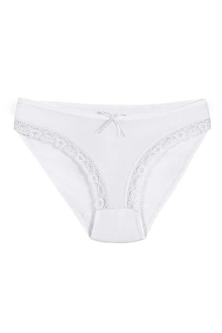 Dantelli Yüksek Bel Kadın Bikini Külot Yıldız 3770 - Beyaz