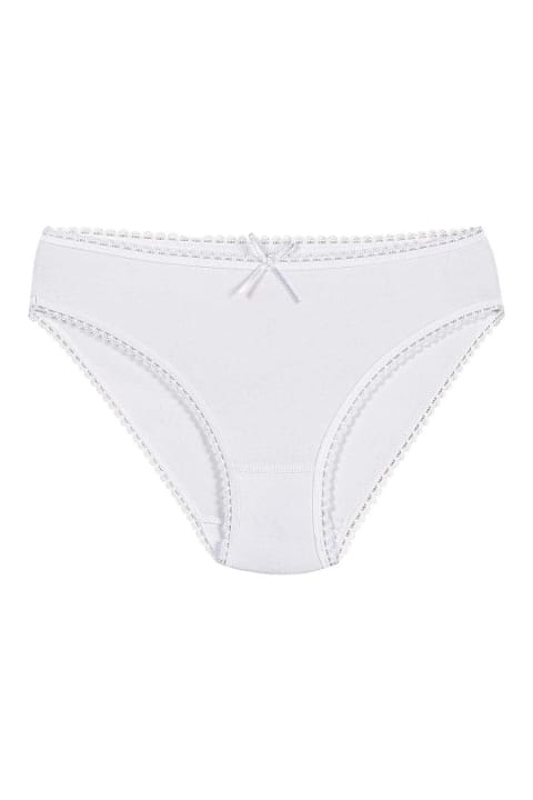 Dantelli Yüksek Bel Bikini Külot 6'lı Paket Yıldız 3900 - Beyaz