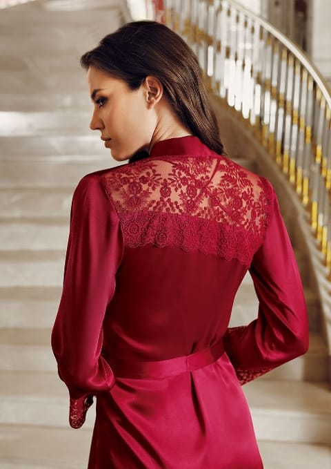 Saten Dantel Detaylı Gelin Çeyiz Seti İmaj 1020 - Bordo