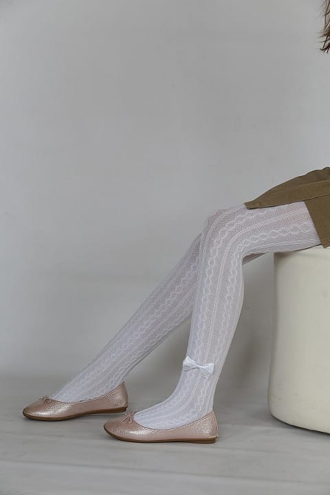 Pamuklu Kaydırmaz Tabanlı Çocuk Külotlu Çorap Daymod 2122108 - Beyaz